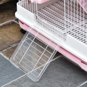 PawHut Cușcă Metalică cu 3 Niveluri, Metal, PP, Plastic, 81,2x52,7x114 cm, Negru | Aosom Romania