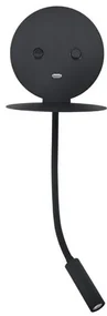 Aplica ambientala cu reader LED directionabil si USB Charger Eclip neagra NVL-9173282
