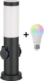 Brilagi - Lampă LED RGBW de exterior cu 2 prize, 1x E27/15W/230V, 40 cm, IP44, neagră