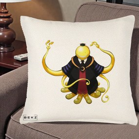 Perna Personalizata Assassination Classroom Koro-sensei, 40x40 cm, Crem Reliefat, Husa Detasabila, Perna Inclusa, BEKZ®