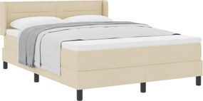 vidaXL Pat cu arcuri cu saltea cu headboard Crem 200 x 160 cm țesătură