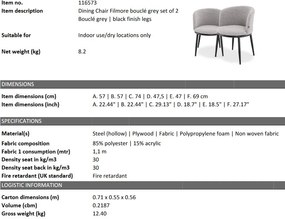 Set de 2 scaune LUX Filmore Boucle gri