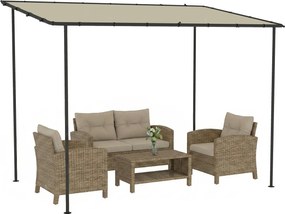 Outsunny Pergolă de grădină, pergolă adosată tonelă de grădină cu structură metalică și orificii de drenaj, 3 x 2 m, crem | Aosom Romania