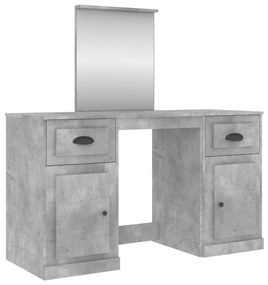 3185339 vidaXL Masă de toaletă cu oglindă, gri beton, 130x50x132,5 cm