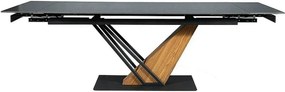 Masa extensibila moderna GENESIS, negru/stejar, 160/220x90x76 cm
