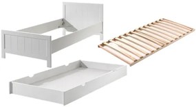 Set Mobilier Cameră Copii ERIK: Pat 90x200 cm și Sertar Pat, Alb – Vipack