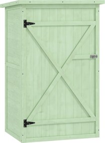 Outsunny Dulap grădină din lemn magazie pentru unelte cu raft ușă încuiabilă placă de bază acoperiș în pantă din asfalt 75 x 56 x 115 cm | Aosom Romania