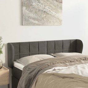 3117193 vidaXL Tăblie de pat cu aripioare gri închis 147x23x78/88 cm catifea