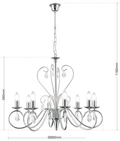 Candelabru 5 brate stil clasic cu cristale K9 Alessia crom