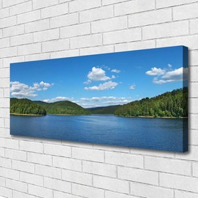 Tablou pe panza canvas Lake Forest Peisaj verde albastru