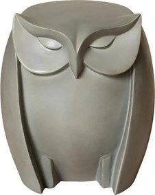 Măsuță laterală sculptată, gri, în formă de bufniță, cu blat plat, 38 x 33,5 x 32 cm, „Owl”