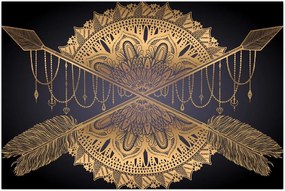 Tablou - Mandala aurie cu săgeți (90x60 cm)