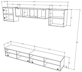 Living haaus Haga V16, Antracit/Stejar Wotan, L 240 cm
