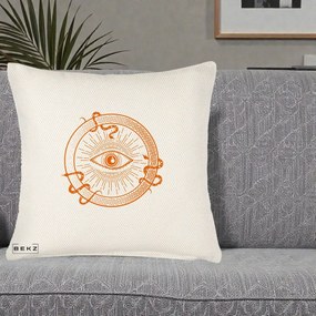Perna Personalizata Ochiul Providentei Mistic Orange, 40x40 cm, Crem Reliefat, Husa Detasabila, Perna Inclusa, BEKZ®