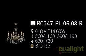 Candelabru elegant design clasic cu 8 brate Grace bronz MYRC247-PL-08-R