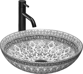 Lavoar pe blat Rea Arte rotund finisaj alb - gri lucios 40 cm