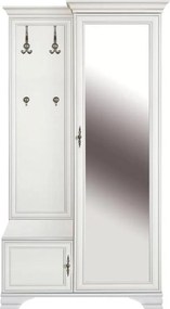 Mobilier hol cu oglinda IDENTO, alb, 115x44x210 cm