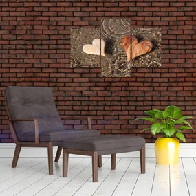 Tablou - Inimile din lemn (90x60 cm)