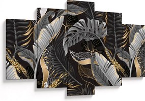 Tablou - Frunze tropicale, Galben - auriu (150x105 cm)