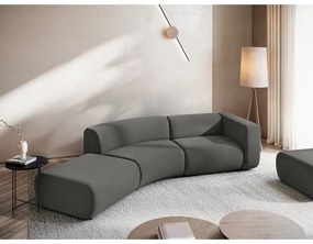 Șezlong gri cu tapițerie din catifea (cu colț pe partea stângă) Ekahi – Makamii