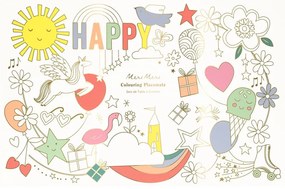 Suporturi pentru farfurii 8 buc. din hârtie 28x42.5 cm Happy Icons – Meri Meri