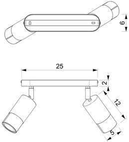 Spot LINK 2xGU10/8W/230V negru/alamă