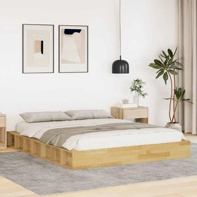vidaXL Cadru de pat fără saltea 140x190 cm din lemn masiv de stejar