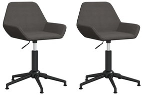 3084968 vidaXL Scaune de bucătărie pivotante, 2 buc, gri închis, catifea