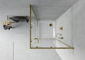 Mexen Rio cabina de duș pătrată 90 x 90 cm, transparentă, aurie + cadă Flat, albă - 860-090-090-50-00-4010G