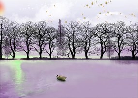 Tablou - Barcă pe lac (70x50 cm)