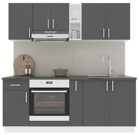 Set Bucatarie Karo V11, Antracit/Alb, Blat Thermo 28 mm, L 200 cm