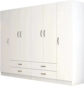 Dressing GRD0801, alb, PAL melaminat, cu 6 usi si 4 sertare, 240x46x18