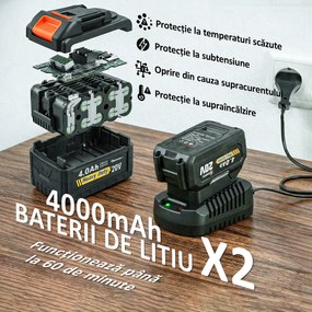Outsunny Trimmer pentru Gard Viu pe Baterie 18V, Trimmer pentru Grădină cu 2 Baterii de 4Ah, Încărcător, Târnă Telescopică Reglabilă din Aluminiu, Lamă Cu Acțiune Dublă de 51cm pentru Ramuri, Portocaliu | Aosom Romania