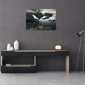 Tablou pe sticlă - Munții norvegieni (70x50 cm)