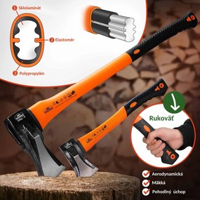 Set de topoare TOMS, topor și despicător, 2 bucăți, negru/portocaliu Gardebruk