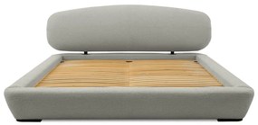 Pat matrimonial gri deschis tapițat cu somieră 140x200 cm Odette – Scandic