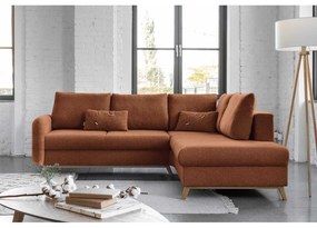 Colțar extensibil cu șezlong pe partea dreaptă Miuform Scandic Lagom L, portocaliu închis