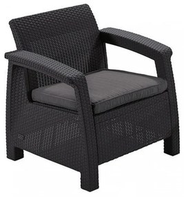 Set de mobilier de grădină Corfu, culoare grafit, cu perne gri deschis