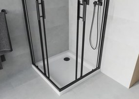 Mexen Rio cabină de duș pătrată 90 x 90 cm, transparentă, neagră + cadă Flat, albă - 860-090-090-70-00-4010B