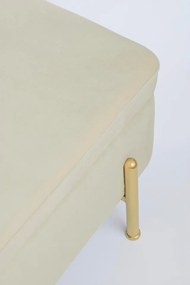 Bancheta cu spatiu pentru depozitare crem/auriu din catifea si metal, 110 cm, Irina Bizzotto