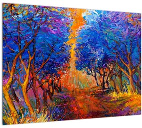 Tablou - Coroane de copac de toamnă, impresionism modern (70x50 cm)