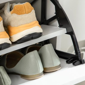 Dulap modern pentru pantofi HOMCOM, 12 perechi de pantofi cu 2 usi si sertar, din PAL, MDF si metal, 75x26x110 cm, alb | Aosom RO