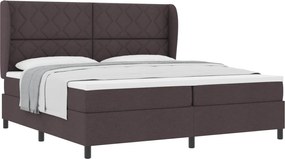 vidaXL Pat cu arcuri cu saltea Maro închis 200 x 200 cm țesătură