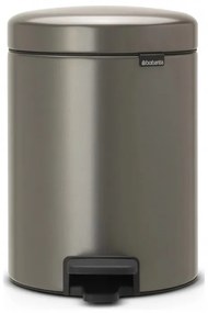 Cos de gunoi cu pedala Brabantia NewIcon 649012, 5 L, Inchidere lina, Baza antiderapanta, Gri