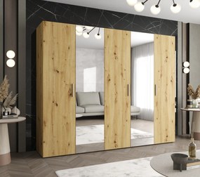 Dulap de haine 250 cm Borry 2 (Stejar artisan + Argintiu). 1125834