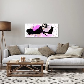 Tablou - Femeia cu pisică neagră (120x50 cm)