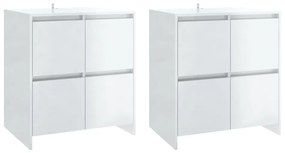 3098093 vidaXL Servante, 2 buc., alb extralucios, 70x41x75 cm, lemn prelucrat