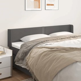 vidaXL Tăblie de pat cu aripioare gri 203x16x78/88 cm piele ecologică