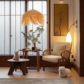 Lustră pe cablu Immax 08272L NATURALEZA 1xE27/40W/230V d. 55 cm ratan