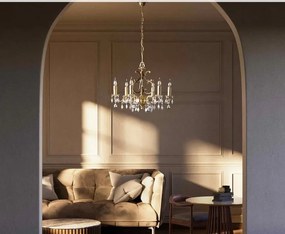 Candelabru 6 brate din alama si cristal Venezia